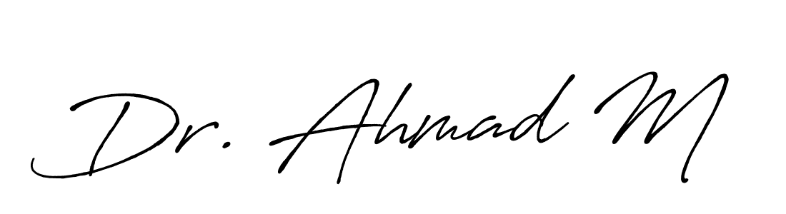 if you are searching for the best signature style for your name Dr. Ahmad M. so please give up your signature search. here we have designed multiple signature styles  using Antro_Vectra_Bolder. Dr. Ahmad M signature style 7 images and pictures png