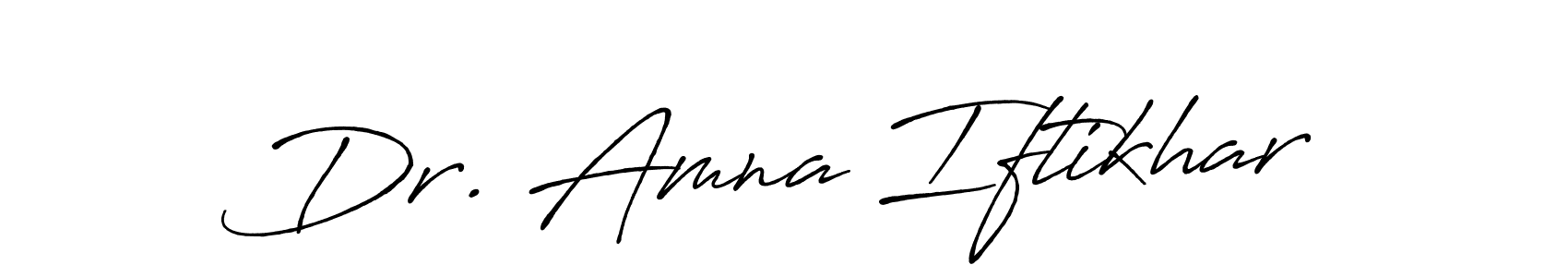 The best way (Antro_Vectra_Bolder) to make a short signature is to pick only two or three words in your name. The name Dr. Amna Iftikhar include a total of six letters. For converting this name. Dr. Amna Iftikhar signature style 7 images and pictures png