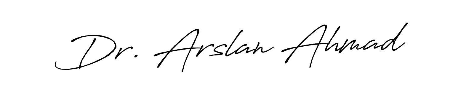 Make a beautiful signature design for name Dr. Arslan Ahmad. With this signature (Antro_Vectra_Bolder) style, you can create a handwritten signature for free. Dr. Arslan Ahmad signature style 7 images and pictures png