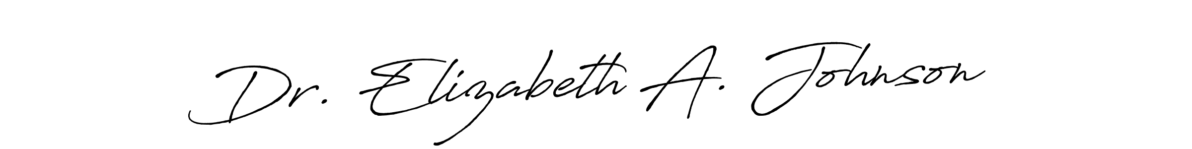 The best way (Antro_Vectra_Bolder) to make a short signature is to pick only two or three words in your name. The name Dr. Elizabeth A. Johnson include a total of six letters. For converting this name. Dr. Elizabeth A. Johnson signature style 7 images and pictures png