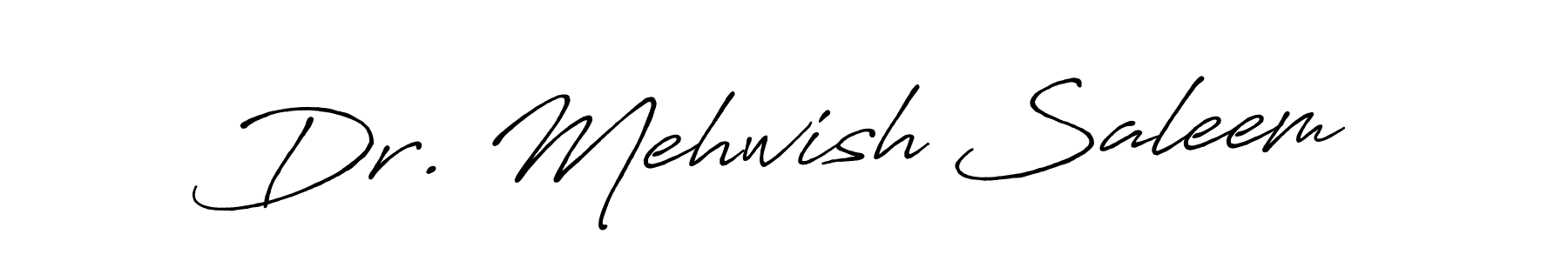 The best way (Antro_Vectra_Bolder) to make a short signature is to pick only two or three words in your name. The name Dr. Mehwish Saleem include a total of six letters. For converting this name. Dr. Mehwish Saleem signature style 7 images and pictures png