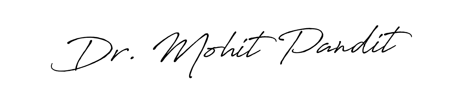 The best way (Antro_Vectra_Bolder) to make a short signature is to pick only two or three words in your name. The name Dr. Mohit Pandit include a total of six letters. For converting this name. Dr. Mohit Pandit signature style 7 images and pictures png