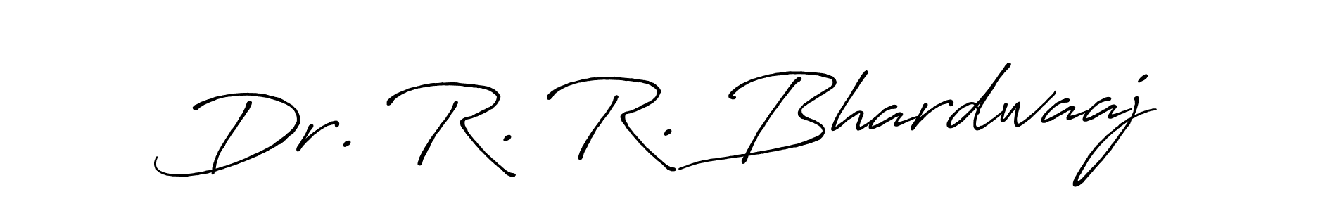 The best way (Antro_Vectra_Bolder) to make a short signature is to pick only two or three words in your name. The name Dr. R. R. Bhardwaaj include a total of six letters. For converting this name. Dr. R. R. Bhardwaaj signature style 7 images and pictures png