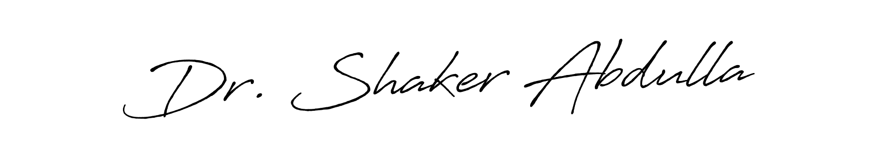 Create a beautiful signature design for name Dr. Shaker Abdulla. With this signature (Antro_Vectra_Bolder) fonts, you can make a handwritten signature for free. Dr. Shaker Abdulla signature style 7 images and pictures png