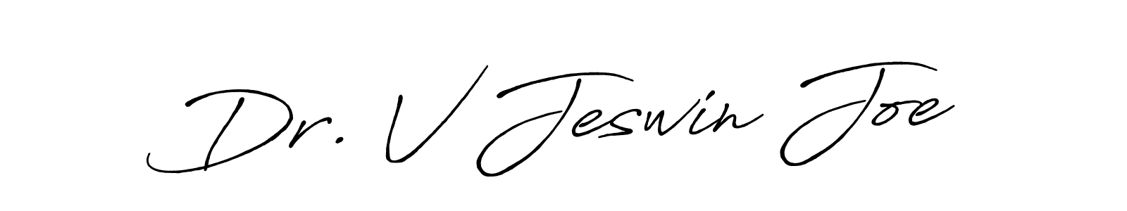 The best way (Antro_Vectra_Bolder) to make a short signature is to pick only two or three words in your name. The name Dr. V Jeswin Joe include a total of six letters. For converting this name. Dr. V Jeswin Joe signature style 7 images and pictures png