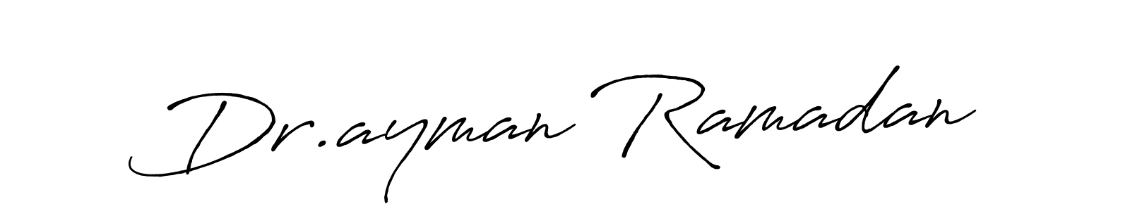 Create a beautiful signature design for name Dr.ayman Ramadan. With this signature (Antro_Vectra_Bolder) fonts, you can make a handwritten signature for free. Dr.ayman Ramadan signature style 7 images and pictures png