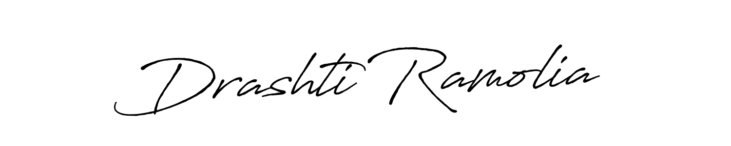 Drashti Ramolia stylish signature style. Best Handwritten Sign (Antro_Vectra_Bolder) for my name. Handwritten Signature Collection Ideas for my name Drashti Ramolia. Drashti Ramolia signature style 7 images and pictures png