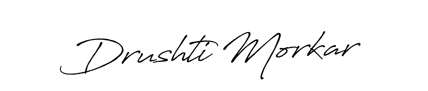 The best way (Antro_Vectra_Bolder) to make a short signature is to pick only two or three words in your name. The name Drushti Morkar include a total of six letters. For converting this name. Drushti Morkar signature style 7 images and pictures png
