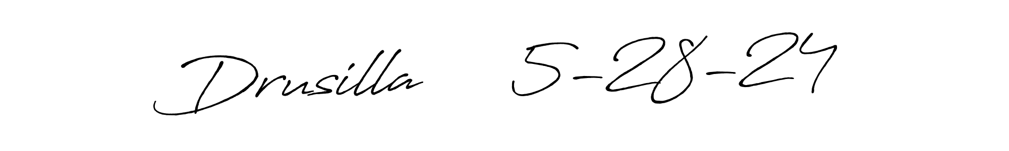 The best way (Antro_Vectra_Bolder) to make a short signature is to pick only two or three words in your name. The name Drusilla     5-28-24 include a total of six letters. For converting this name. Drusilla     5-28-24 signature style 7 images and pictures png