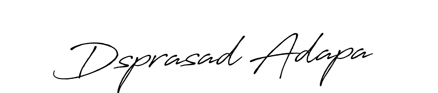 Also You can easily find your signature by using the search form. We will create Dsprasad Adapa name handwritten signature images for you free of cost using Antro_Vectra_Bolder sign style. Dsprasad Adapa signature style 7 images and pictures png