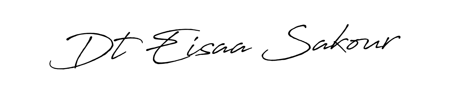 Use a signature maker to create a handwritten signature online. With this signature software, you can design (Antro_Vectra_Bolder) your own signature for name Dt Eisaa Sakour. Dt Eisaa Sakour signature style 7 images and pictures png