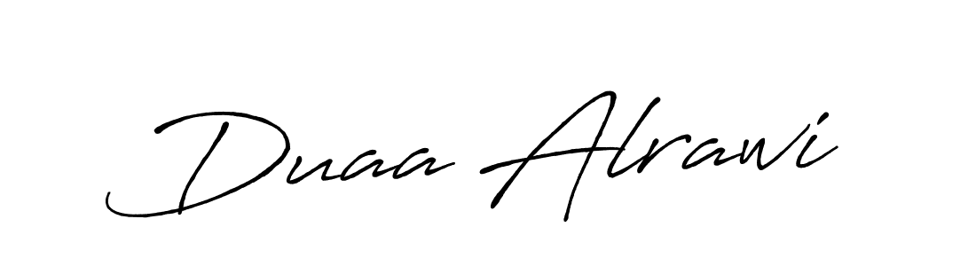 How to make Duaa Alrawi name signature. Use Antro_Vectra_Bolder style for creating short signs online. This is the latest handwritten sign. Duaa Alrawi signature style 7 images and pictures png