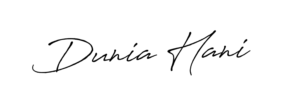 Make a beautiful signature design for name Dunia Hani. With this signature (Antro_Vectra_Bolder) style, you can create a handwritten signature for free. Dunia Hani signature style 7 images and pictures png