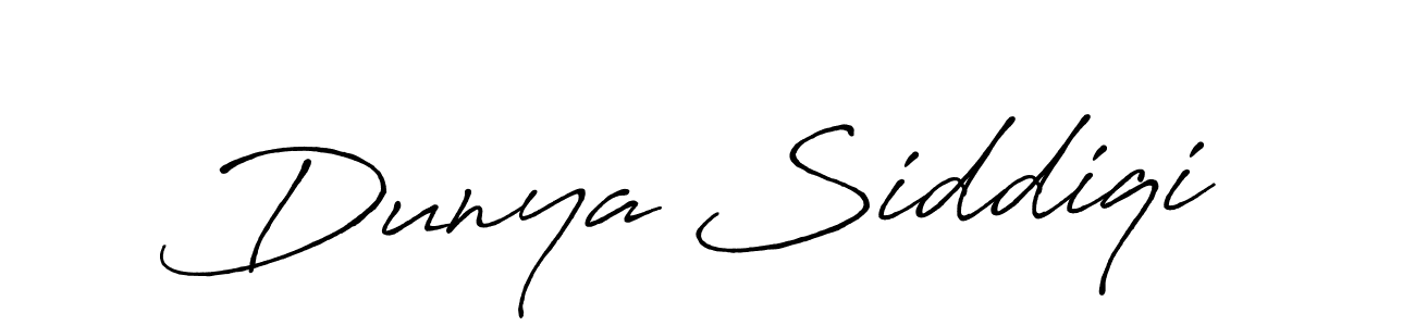 Make a beautiful signature design for name Dunya Siddiqi. With this signature (Antro_Vectra_Bolder) style, you can create a handwritten signature for free. Dunya Siddiqi signature style 7 images and pictures png