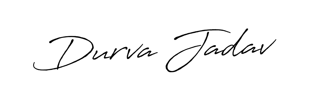 You should practise on your own different ways (Antro_Vectra_Bolder) to write your name (Durva Jadav) in signature. don't let someone else do it for you. Durva Jadav signature style 7 images and pictures png