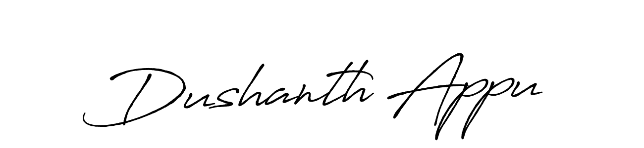 The best way (Antro_Vectra_Bolder) to make a short signature is to pick only two or three words in your name. The name Dushanth Appu include a total of six letters. For converting this name. Dushanth Appu signature style 7 images and pictures png