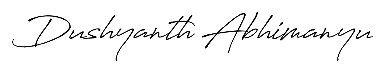 Discover the perfect balance of readability and style for Dushyanth Abhimanyu with Antro_Vectra_Bolder font. Create your dream signature today. Dushyanth Abhimanyu signature style 7 images and pictures png