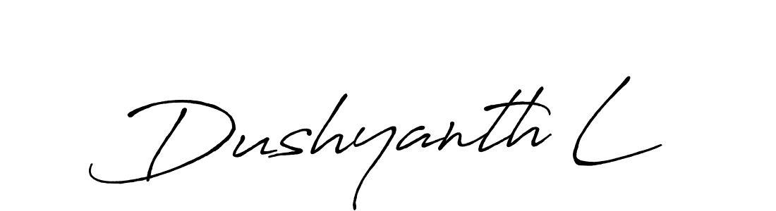 Use a signature maker to create a handwritten signature online. With this signature software, you can design (Antro_Vectra_Bolder) your own signature for name Dushyanth L. Dushyanth L signature style 7 images and pictures png