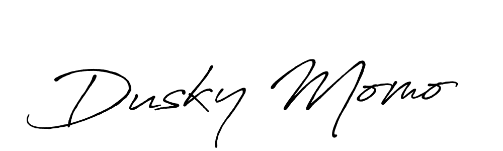 How to make Dusky Momo name signature. Use Antro_Vectra_Bolder style for creating short signs online. This is the latest handwritten sign. Dusky Momo signature style 7 images and pictures png