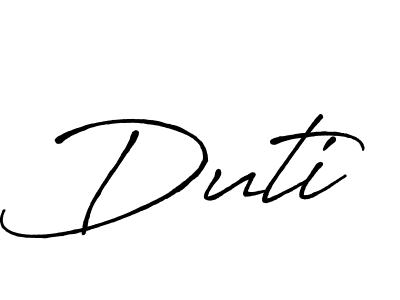 Create a beautiful signature design for name Duti. With this signature (Antro_Vectra_Bolder) fonts, you can make a handwritten signature for free. Duti signature style 7 images and pictures png