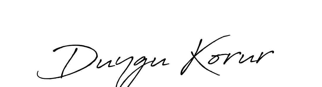 Make a beautiful signature design for name Duygu Korur. With this signature (Antro_Vectra_Bolder) style, you can create a handwritten signature for free. Duygu Korur signature style 7 images and pictures png