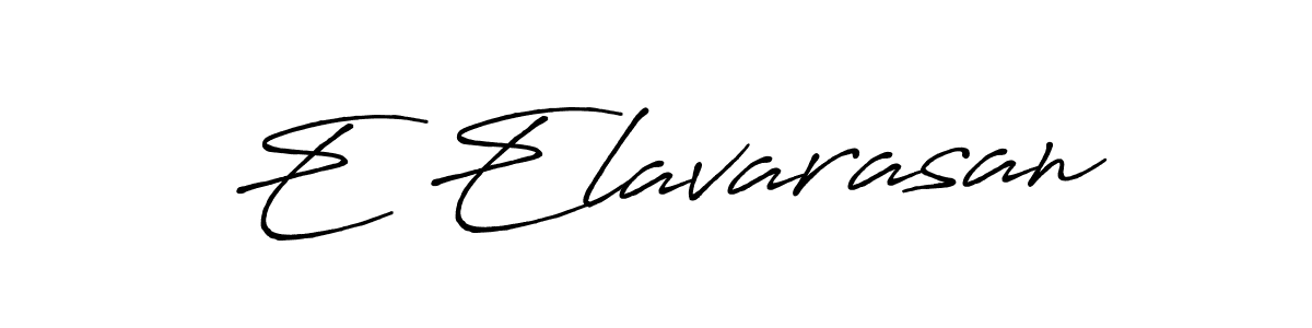 How to make E Elavarasan name signature. Use Antro_Vectra_Bolder style for creating short signs online. This is the latest handwritten sign. E Elavarasan signature style 7 images and pictures png