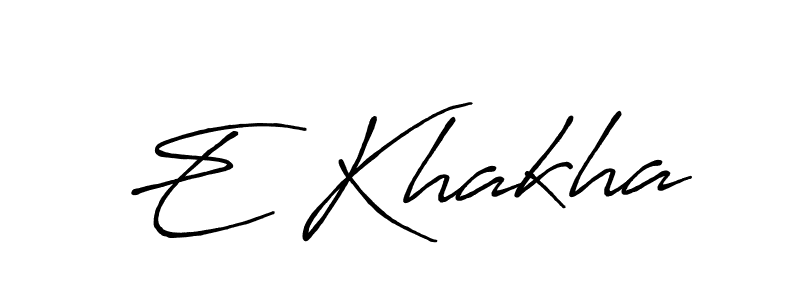 Also You can easily find your signature by using the search form. We will create E Khakha name handwritten signature images for you free of cost using Antro_Vectra_Bolder sign style. E Khakha signature style 7 images and pictures png