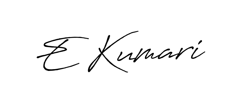 The best way (Antro_Vectra_Bolder) to make a short signature is to pick only two or three words in your name. The name E Kumari include a total of six letters. For converting this name. E Kumari signature style 7 images and pictures png