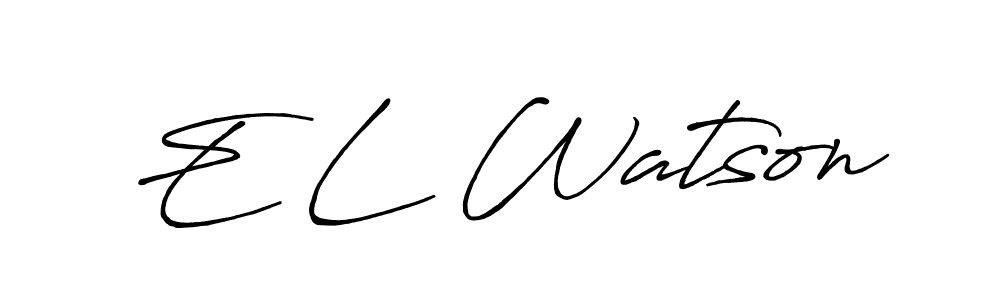 Make a beautiful signature design for name E L Watson. With this signature (Antro_Vectra_Bolder) style, you can create a handwritten signature for free. E L Watson signature style 7 images and pictures png