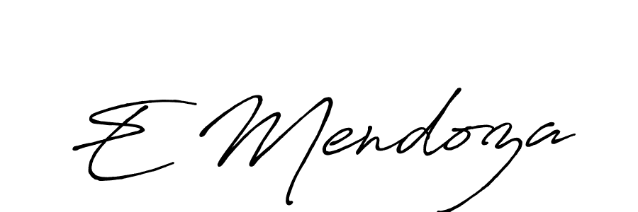 if you are searching for the best signature style for your name E Mendoza. so please give up your signature search. here we have designed multiple signature styles  using Antro_Vectra_Bolder. E Mendoza signature style 7 images and pictures png