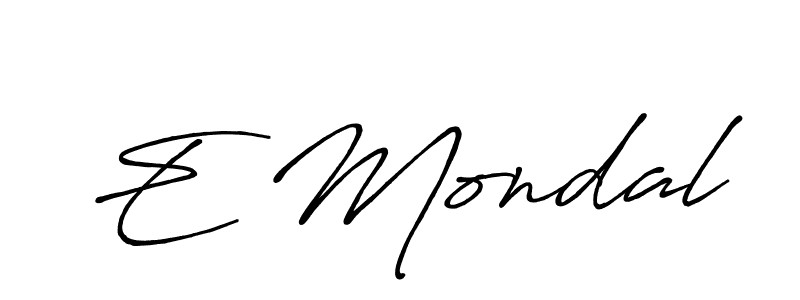 How to make E Mondal name signature. Use Antro_Vectra_Bolder style for creating short signs online. This is the latest handwritten sign. E Mondal signature style 7 images and pictures png