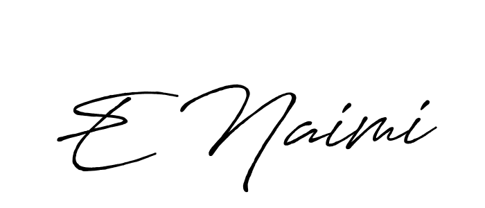 if you are searching for the best signature style for your name E Naimi. so please give up your signature search. here we have designed multiple signature styles  using Antro_Vectra_Bolder. E Naimi signature style 7 images and pictures png