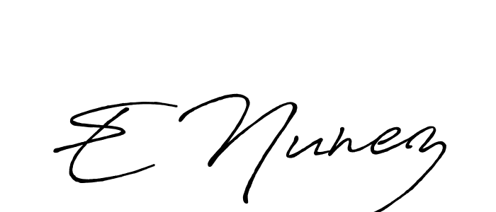 The best way (Antro_Vectra_Bolder) to make a short signature is to pick only two or three words in your name. The name E Nunez include a total of six letters. For converting this name. E Nunez signature style 7 images and pictures png