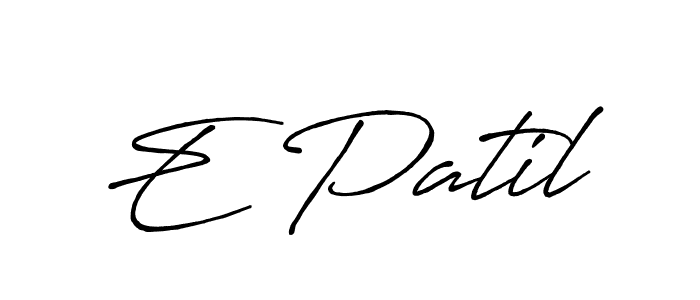 The best way (Antro_Vectra_Bolder) to make a short signature is to pick only two or three words in your name. The name E Patil include a total of six letters. For converting this name. E Patil signature style 7 images and pictures png