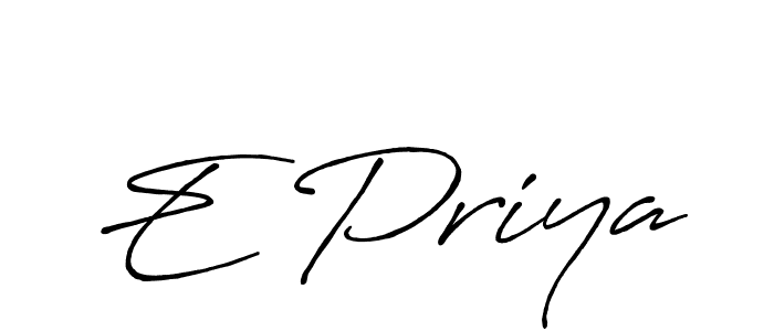 Use a signature maker to create a handwritten signature online. With this signature software, you can design (Antro_Vectra_Bolder) your own signature for name E Priya. E Priya signature style 7 images and pictures png