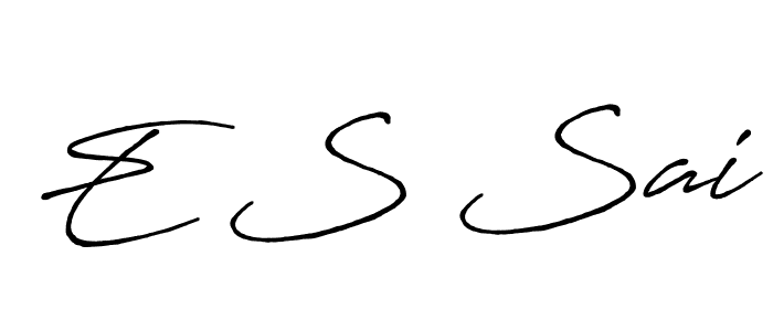 if you are searching for the best signature style for your name E S Sai. so please give up your signature search. here we have designed multiple signature styles  using Antro_Vectra_Bolder. E S Sai signature style 7 images and pictures png