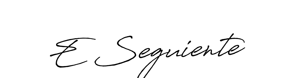 Similarly Antro_Vectra_Bolder is the best handwritten signature design. Signature creator online .You can use it as an online autograph creator for name E Seguiente. E Seguiente signature style 7 images and pictures png