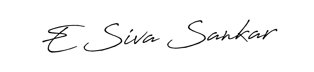 The best way (Antro_Vectra_Bolder) to make a short signature is to pick only two or three words in your name. The name E Siva Sankar include a total of six letters. For converting this name. E Siva Sankar signature style 7 images and pictures png
