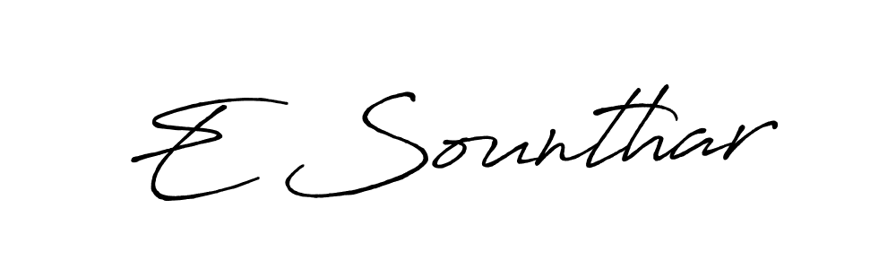 Also You can easily find your signature by using the search form. We will create E Sounthar name handwritten signature images for you free of cost using Antro_Vectra_Bolder sign style. E Sounthar signature style 7 images and pictures png