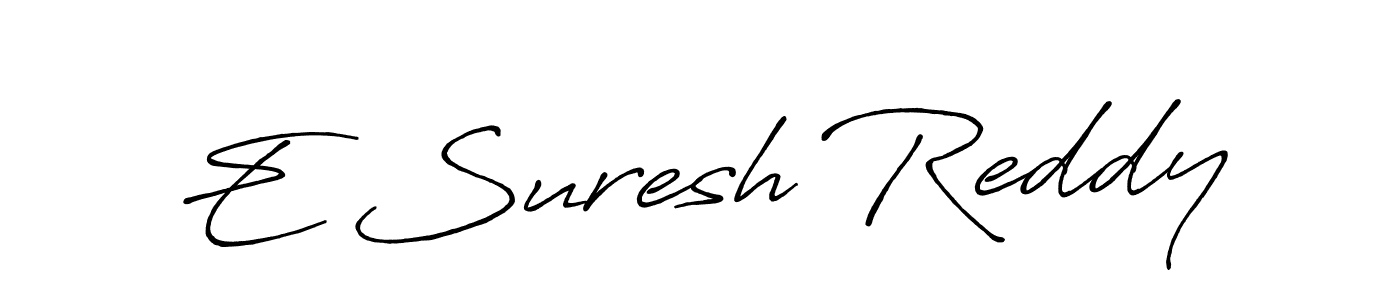 How to make E Suresh Reddy name signature. Use Antro_Vectra_Bolder style for creating short signs online. This is the latest handwritten sign. E Suresh Reddy signature style 7 images and pictures png