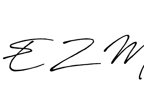 Use a signature maker to create a handwritten signature online. With this signature software, you can design (Antro_Vectra_Bolder) your own signature for name E Z M. E Z M signature style 7 images and pictures png