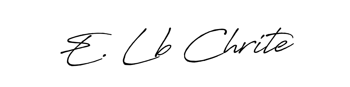 The best way (Antro_Vectra_Bolder) to make a short signature is to pick only two or three words in your name. The name E. Lb Chrite include a total of six letters. For converting this name. E. Lb Chrite signature style 7 images and pictures png