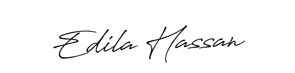 The best way (Antro_Vectra_Bolder) to make a short signature is to pick only two or three words in your name. The name Edila Hassan include a total of six letters. For converting this name. Edila Hassan signature style 7 images and pictures png