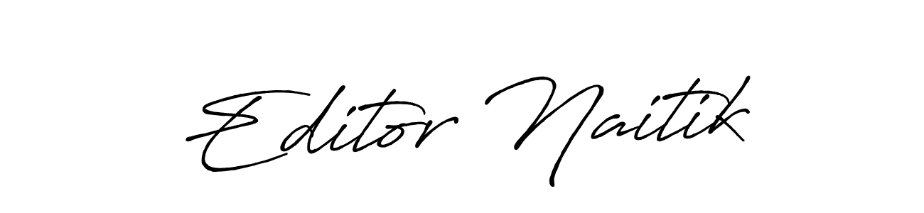 Similarly Antro_Vectra_Bolder is the best handwritten signature design. Signature creator online .You can use it as an online autograph creator for name Editor Naitik. Editor Naitik signature style 7 images and pictures png