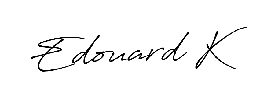 The best way (Antro_Vectra_Bolder) to make a short signature is to pick only two or three words in your name. The name Edouard K include a total of six letters. For converting this name. Edouard K signature style 7 images and pictures png