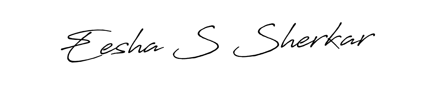 The best way (Antro_Vectra_Bolder) to make a short signature is to pick only two or three words in your name. The name Eesha S Sherkar include a total of six letters. For converting this name. Eesha S Sherkar signature style 7 images and pictures png