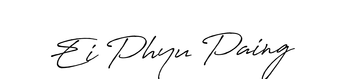 Make a beautiful signature design for name Ei Phyu Paing. With this signature (Antro_Vectra_Bolder) style, you can create a handwritten signature for free. Ei Phyu Paing signature style 7 images and pictures png