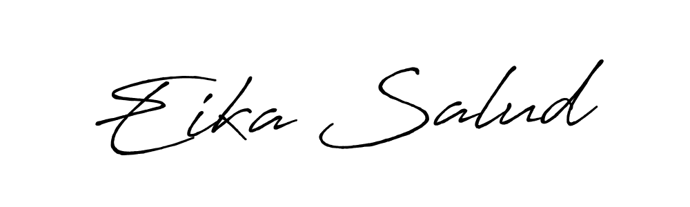 How to make Eika Salud name signature. Use Antro_Vectra_Bolder style for creating short signs online. This is the latest handwritten sign. Eika Salud signature style 7 images and pictures png