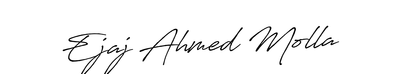 The best way (Antro_Vectra_Bolder) to make a short signature is to pick only two or three words in your name. The name Ejaj Ahmed Molla include a total of six letters. For converting this name. Ejaj Ahmed Molla signature style 7 images and pictures png