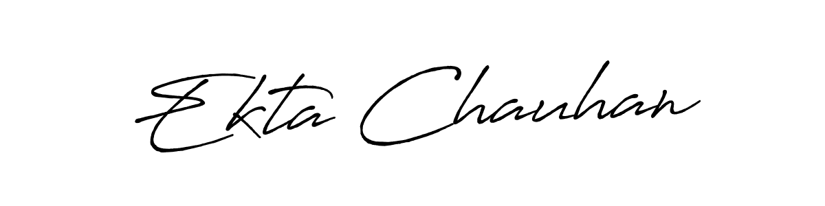How to make Ekta Chauhan name signature. Use Antro_Vectra_Bolder style for creating short signs online. This is the latest handwritten sign. Ekta Chauhan signature style 7 images and pictures png